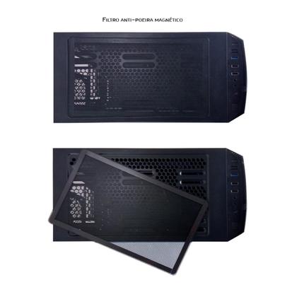 Imagem de Gabinete Gamer RGB Mid Tower Lateral Janela de Acrílico Fita LED RGB Frontal Preto MIni ITX