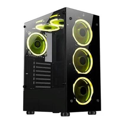Imagem de Gabinete Gamer Rise Glass 06X, Mid Tower, ATX, Lateral Vidro Fumê e Frontal Vidro Temperad, Preto