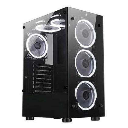 Imagem de Gabinete Gamer Rise Glass 06X, Mid Tower, ATX, Lateral Vidro Fumê e Frontal Vidro Temperad, Preto