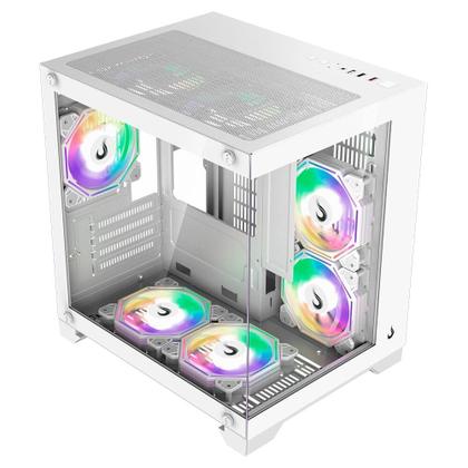 Imagem de Gabinete Gamer Rise Mode Galaxy Glass M Mini, M-ATX, Lateral e Frontal em Vidro Temperado, Sem FANs, Branco - RM-GA-GGMN-FW