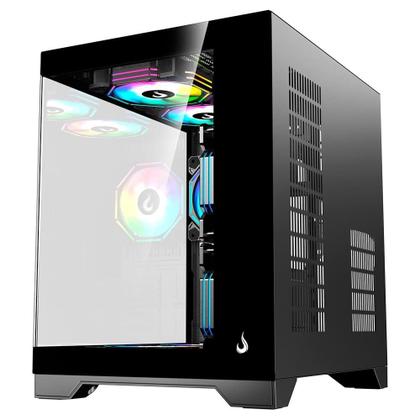 Imagem de Gabinete Gamer Rise Mode Galaxy Glass M Mini, M-ATX, Lateral e Frontal em Vidro Temperado, Sem FANs, Preto - RM-GA-GGMN-FB