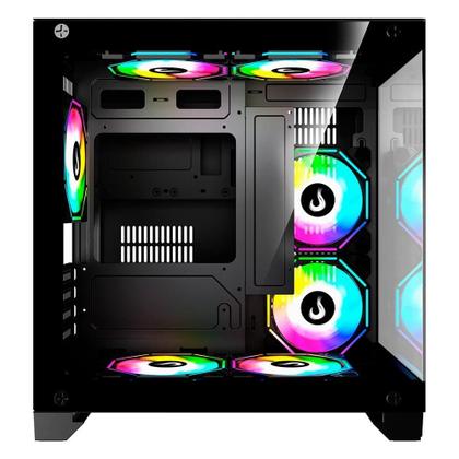 Imagem de Gabinete Gamer Rise Mode Galaxy Glass M Mini, M-ATX, Lateral e Frontal em Vidro Temperado, Sem FANs, Preto - RM-GA-GGMN-FB