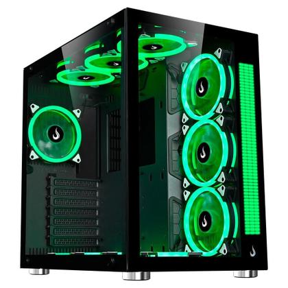 Imagem de Gabinete Gamer Rise Mode Galaxy Glass Sound, Mid Tower, RGB, LED, Lateral e Frontal em Vidro Temperado, Sem Fans, Preto - RM-GA-GGS-FB