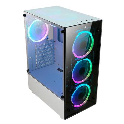 Imagem de Gabinete Gamer Rise Mode Glass 06x 6 Fans S/Fonte MidTower ARGB ATX Vidro Temperado Branco - RM-CA-06XW-ARGB