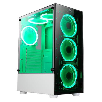 Imagem de Gabinete Gamer Rise Mode Glass 06x, Mid Tower, ARGB, ATX, Lateral e Frente em Vidro, 6x Fans, Branco - RM-CA-06XW-ARGB