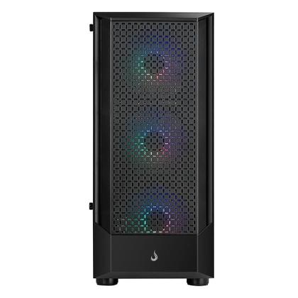 Imagem de Gabinete Gamer Rise Mode Wave Black, Mid Tower, Lateral em Vidro Fumê, ARGB, ATX, 3 Cooler Fan ARGB, Preto - RM-WA-FB-ARGB