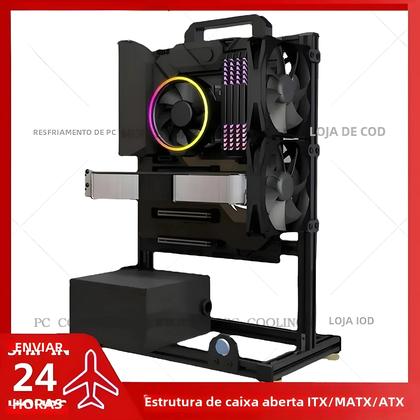 Imagem de Gabinete Gamer Vertical de Alumínio para PC - Suporte ITX, MATX e ATX com Sistema de Resfriamento a Água