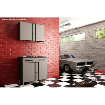 Imagem de Gabinete Lavanderia Balcão Multibox Aço 2 Portas c/Chave e 2 Gavetas c/Tampo 80cm Preto/Cinza - Telasul
