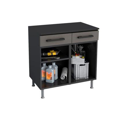 Imagem de Gabinete Lavanderia Balcão Multibox Aço 2 Portas c/Chave e 2 Gavetas c/Tampo 80cm Preto/Cinza - Telasul