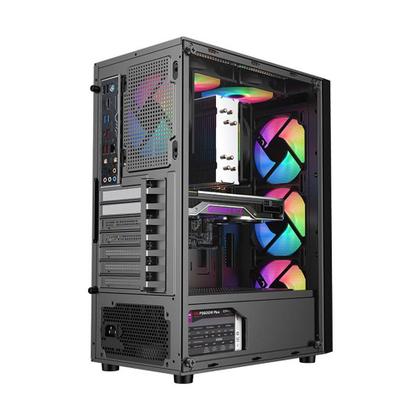 Imagem de Gabinete Liketec Hurricane, Frontal Mesh, Mid Tower, Lateral em Vidro, 3x Fan Rainbow - LC-AT-HURRICANE-3FR