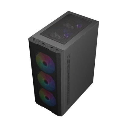 Imagem de Gabinete Liketec Hurricane, Frontal Mesh, Mid Tower, Lateral em Vidro, 3x Fan Rainbow - LC-AT-HURRICANE-3FR