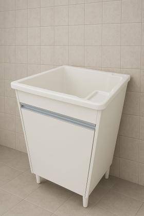 Imagem de gabinete mdf + tanque 26 l com bancada p/ torneira puxador aluminio