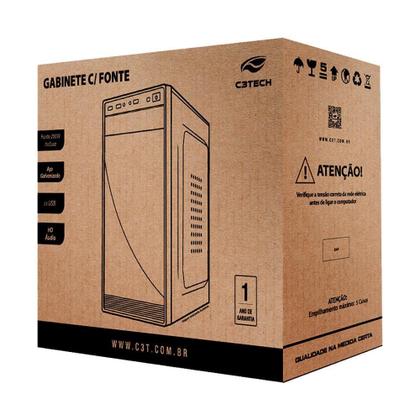 Imagem de Gabinete Micro Atx Mt-34Bk Com Fonte 200W C3Tech