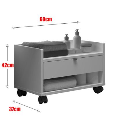 Imagem de Gabinete Organizador Para Banheiro Pia Com Gaveta Rodinhas