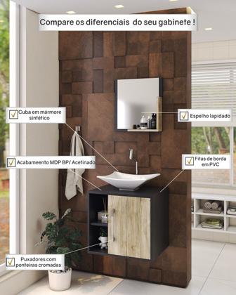 Imagem de Gabinete P/Banheiro C/cuba L38 e Espelheira Soft 50cm