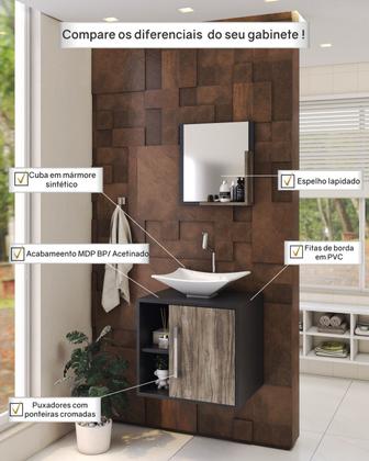 Imagem de Gabinete P/Banheiro C/cuba L38 e Espelheira Soft 50cm