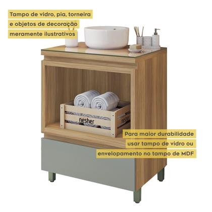 Imagem de Gabinete para Banheiro 70cm 1 Gaveta com Caixa Organizadora Rainha