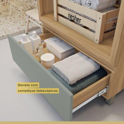 Imagem de Gabinete para Banheiro 70cm 1 Gaveta com Caixa Organizadora Rainha