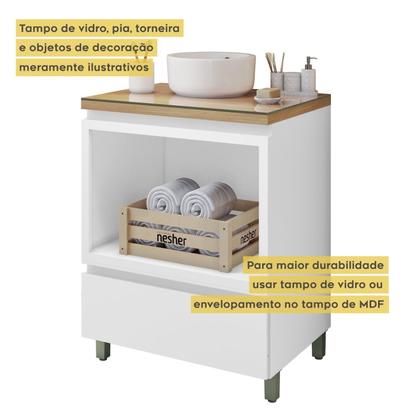 Imagem de Gabinete para Banheiro 70cm 1 Gaveta com Caixa Organizadora Rainha