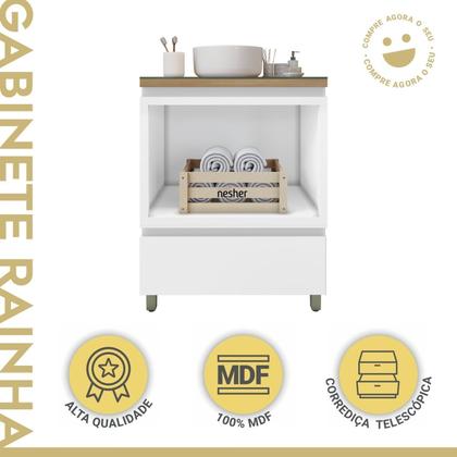 Imagem de Gabinete para Banheiro 70cm 1 Gaveta com Caixa Organizadora Rainha