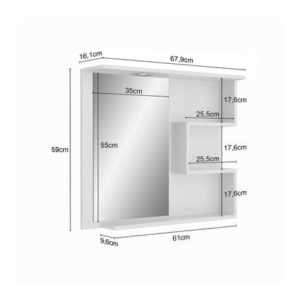 Imagem de Gabinete para Banheiro 70cm com Cuba e Espelheira Veneza