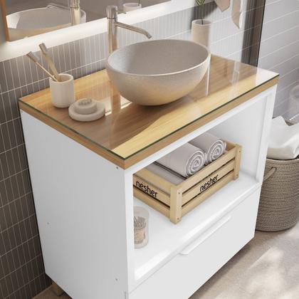 Imagem de Gabinete para Banheiro 80cm Com Caixa Organizadora Marquesa