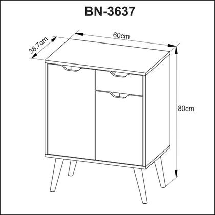 Imagem de Gabinete Para Banheiro Com 2 Portas e Pés Estilo Retrô 80 cm