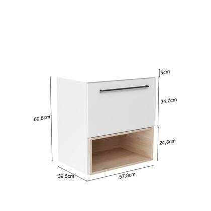 Imagem de Gabinete para Banheiro com lavatório Gales 60cm Branco/Faia Móveis Bosi
