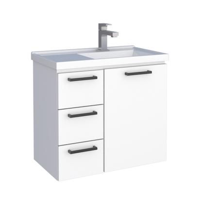 Imagem de Gabinete para Banheiro em Aço 3 Gavetas Ameixa Branco
