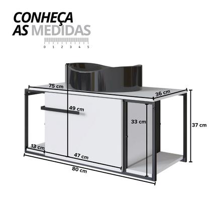 Imagem de Gabinete para Banheiro Suspenso Industrial com Cuba Berlin Preta Branco