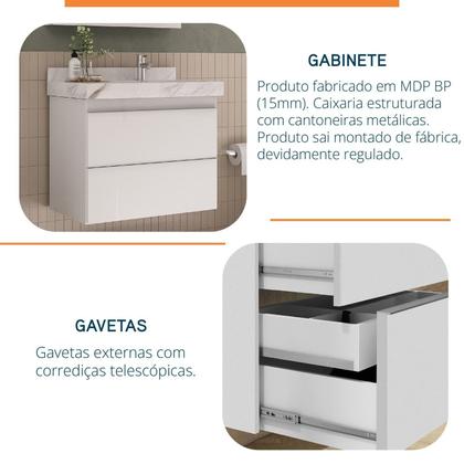 Imagem de Gabinete para Banheiro Suspenso Liso 80cm sem Lavatório