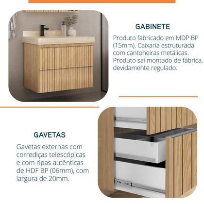 Imagem de Gabinete para Banheiro Suspenso Ripy 80cm sem Lavatório