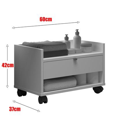 Imagem de Gabinete Prisma Para Banheiro Com Nicho Uma Gaveta E Pés Em Rodízios - JM3