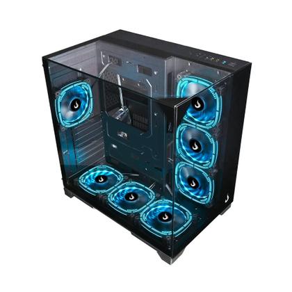 Imagem de Gabinete Rise Mode Galaxy Full Glass Mid Tower ATX Lateral e Frente em Vidro Temperado Preto