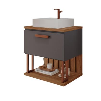 Imagem de Gabinete Suspenso com Cuba 60cm Mari Espresso Móveis Cinza/Titanium