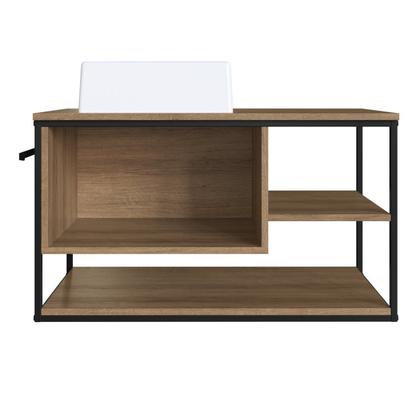 Imagem de Gabinete Suspenso para Banheiro 80cm com Cuba Marrom/Preto/Mel