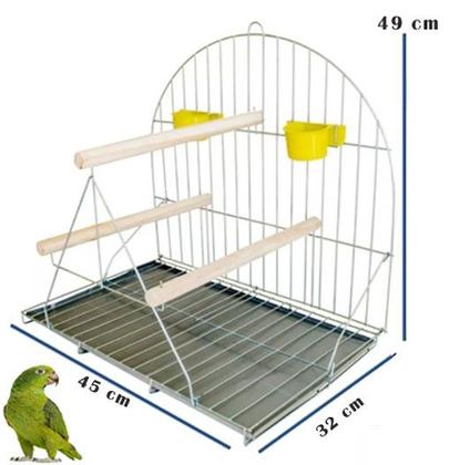 Imagem de Gaiola Aberta  Poleiro Grande   Para Papagaio Maritaca Calopsita Aves Mansas