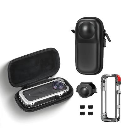 Imagem de Gaiola De Alumínio Insta360 X5 Com Tampa De Lente De Silicone Acessórios Protetores Anti-queda Para
