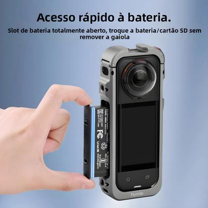 Imagem de Gaiola De Alumínio Insta360 X5 Com Tampa De Lente De Silicone Acessórios Protetores Anti-queda Para