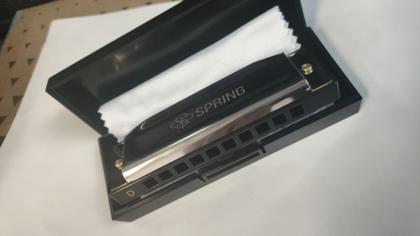 Imagem de Gaita De Boca Spring Em Ré (d) + Case E Flanela Preto Com Prata