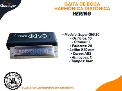 Imagem de Gaita Harmônica De Boca HERING Super GIG 20 C Dó Diatônica 4020