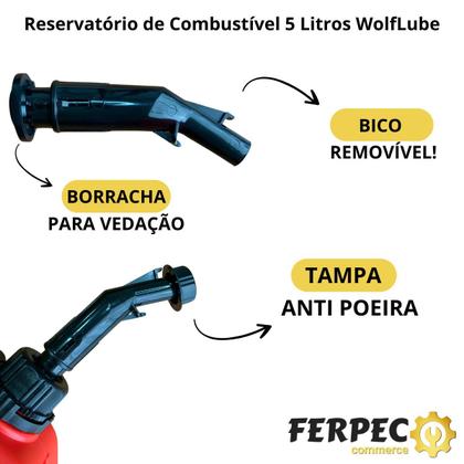 Imagem de Galão De Gasolina Tanque Transporte Combustível 5l Com Bico