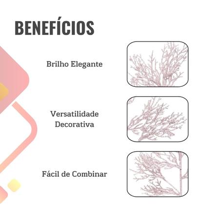 Imagem de Galho Glitter Rosé Gold Grande Decoração Natal - 1 Unidade