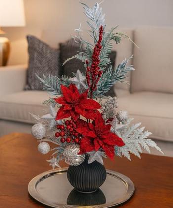 Imagem de Galhos Natalinos Decorativos Berry Folhas Vermelhas - 67cm