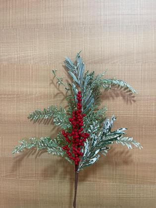 Imagem de Galhos Natalinos Decorativos Berry Folhas Vermelhas - 67cm