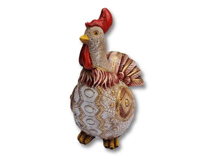 Imagem de Galinha polonesa decorada pintada a mão em gesso exclusiva g