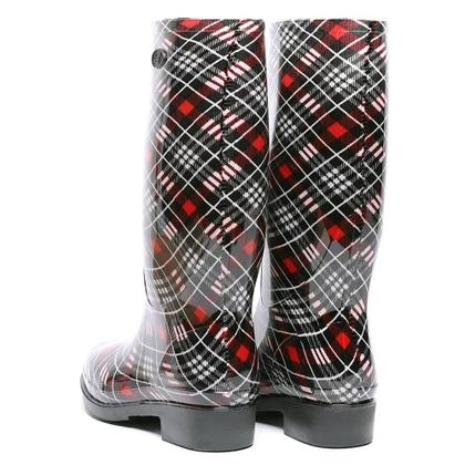 Imagem de Galocha Feminina Cano Alto Xadrez Preto Gasf AD038