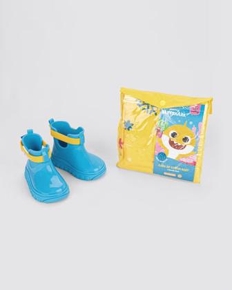 Imagem de Galocha Grendene Kids Baby Shark Com Capa De Chuva Infantil Cor Azul