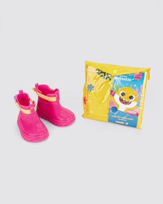 Imagem de Galocha Grendene Kids Baby Shark Com Capa De Chuva Infantil Cor Rosa