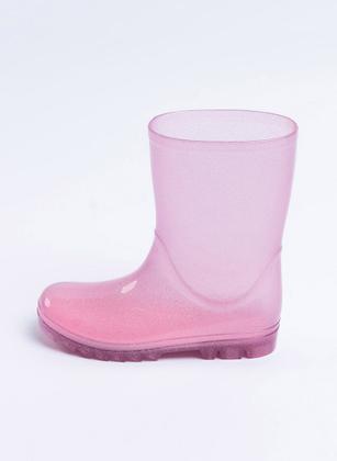 Imagem de Galocha Infantil Cano Alto Menina de Brilho Rosa